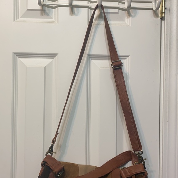 🔥🔥Free People 🔥🔥Prague Patchwork Messenger Bag Purse Leather Suede - Picture 9 of 16